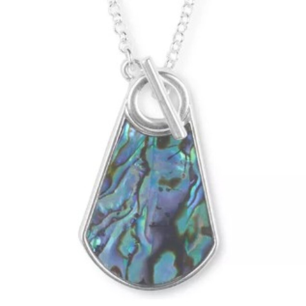 Silver-Tone Abalone Reversible Pendant Necklace